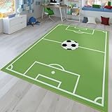 TT Home Kinder-Teppich, Spiel-Teppich Für Kinderzimmer Mit Fußball-Design, In Grün, Größe:80x150 cm