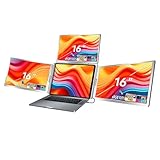 Docooler 16-Zoll-Laptop-Bildschirm-Extender, 1200P FHD 16:10, tragbarer Quad-Monitor, 1 Kabel für 3 Bildschirme, klappbarer Monitor-Extender für 12-18,5-Zoll-Laptops