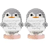 SHUCHNOYE Positive Penguin Geschenk Positiver Pinguin Kuscheltier mit Karte, Kleines Sorgenfresser Geschenk Glücksbringer für Frauen Freundin Arbeitskollegin als Mitbringsel für Erwachsene