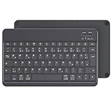 Emetok Deutsche Bluetooth Tastatur für iPad Air/iPad Pro/Mini/iPad 10.9/10.2/9.7/iPhone/Samsung/Android, Vergrößerte Tastenkappen, Wiederaufladbar, QWERTZ, Tragbare Kabellose, Ultra-dünn, Schwarz