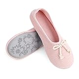 FakeFace Süße Baumwolle Ballerina Hausschuhe Hausschlappen Damen Mädchen Hefterzufuhren Pantoffeln Indoor Warme Slippers mit Schleife für Winter Herbst Frühling