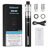 E Zigarette Starter Set 50W, Top Refill Verdampfer 0,5 ohm 2ml, 1500mAh Vape Akku, E Shisha MONVAP M50 Vape Pen, Ohne Nikotin 0.0mg (M50)