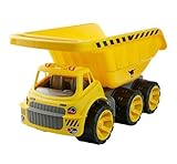 BIG Power Worker Mega Kipper (65 cm) - XXL Kipplaster mit großer Kippmulde (Platz für 12,8 l Ladung) und 6 Reifen für drinnen & draußen, Baustellenfahrzeug für Kinder ab 2 Jahre, gelb