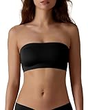 SHARICCA Trägerloser BH Damen Ungepolstert Rutschfestes Silikon Bandeau BH Bequem Nahtlose Tube Top BH Ohne Träger Seamless Bra(Schwarz-1P02, M-New)