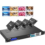 MT-VIKI 4K HDMI Matrix Extender 4x4 4K60Hz 4:4:4 über CAT6/7/8 Kabel, Matrix-Splitter & Switcher mit 4 POC-Empfängern + 4 Loop-Out, Web GUI, RS232, bis zu 70 m