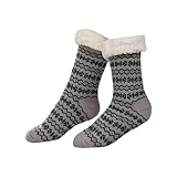 Generisch Frauen Winter Weiche Warme Gemütliche Fleece Gefüttert Fuzzy Slipper Socken Mit Strumpf Kurz (Dark Gray, One Size)