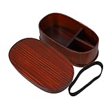 Cabilock Kasten Brotdose japanisch Lebensmittelhalter Halter für die Aufbewahrung von Lebensmitteln Lunchbox Salatbehälter Bento-Fall auslaufsicherer Lunchbehälter Holz Dark Brown