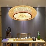 E27 Hängelampe Deckenleuchte Bambus Kronleuchter Natürliches Rattan Pendelleuchte Kreative Handgemachte Lampenschirm Schlafzimmer Wohnzimmer Esszimmer Lampe Vintage Bambus Laterne Pe, 50cm