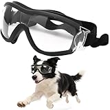 Esshogo Hundebrille Sonnenbrille, Große Hunde Hundeschutzbrille, UV-Schutzbrille, Einstellbar Hunde Sonnenbrille, Hundebrille für mittelgroße und kleine, Motorradbrille transparente Einstellbar