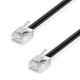 deleyCON 3,0m Telefonkabel RJ11 Modularkabel 6P4C Westernkabel RJ11 auf RJ11 Stecker Flachkabel Telefondose Modem Router Fax ISDN DSL VDSL Internet Schwarz