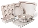 RIOVARM Granit Antihaft Backformen Set 7 PCS-Backformen-Sets Backbleche für Backofen Backen Set Backblech Kuchenform Laib Pfanne Brotbackform Muffinform Cupcake-Blech Bratpfanne Bäckereibedarf