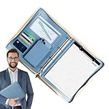 Leder-Padfolio – A4 Dokumentenhülle, Business-Bindemittel | Organizer mit Reißverschluss mit Kartensteckplätzen für Vorstellungsgespräche