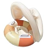 Schwimmhilfe für Babys, aufblasbar, mit Sonnenblende für Babys – schwimmender Sicherheitssitz, Schwimmring mit Sonnenschutz, Spielzeug mit Retro-Sonnenblende