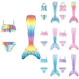 𝙈ädchen 𝙈eerjung𝙛rau 𝙁losse mit Bikini Sommer 𝙈ono𝙛losse Kostüm 𝙈eerjungfrauen𝙛losse 𝙆inder Hawaiian Strand Bademode Schwimmanzug Sommer Badebekleidung 4-13 Jahre