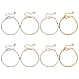 HOBBIESAY 8 Stück 4 Farben Kettenarmbänder 18.3cm Herz Schlangenkettenarmbänder Europäisches Bettelarmband Edelstahlarmband Kette Für Frauen Armbänder Schmuckherstellung
