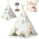 Nukido Tipi Zelt Für Kinder Tippi Kinderzelt Montessori Spielzelt Lesezelt Kinderspielzelt Für Drinnen Mit Zeltstabilisator Isolationsmatte Dekokissen Girlande Dekofedern