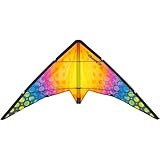 HQ Design Ecoline - Quick Rainbow Bubbles Lenkdrachen Zweileiner Flugdrachen für Erwachsene und Kinder ab 8 Jahren, 56x115cm, inkl. 17kp Polyesterschnüre 2x30m auf Spulen, 2-5 Beaufort