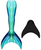 DNFUN Meerjungfrauenflosse Damen-Erwachsene-Teenager Meerjungfrauenschwanz mit Meerjungfrau Flosse zum Schwimmen