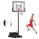 COSTWAY Basketballkorb Outdoor mit Ständer, Basketballständer 225-305 cm höhenverstellbar, Korbanlage mit Handkurbel, Gewichtssack & 2 Netzen, Mobile Basketballanlage für Kinder, Erwachsene