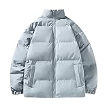 KOG Winterjacke Herren Steppjacke Baumwolle Dufflecoat Warme Parka Laufjacke Bekleidung Junge Dicke Trenchcoat Sportjacke Teddy Jacken Cordjacke Teddyfleece Jacke Bikerjacke Hellblau M