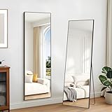 KOCUUY Ganzkörperspiegel 44 x 174 cm, Rechteckig Groß Wandspiegel zum Hängend, Stehend, Anlehnen Großer Standspiegel mit Schwarz Rahmen für Wohnzimmer, Schlafzimmer, Flur