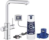 Grohe Blue Pure Minta Küchenarmatur mit herausziehbarer Brause, mit 5-stufigem Sieb, Größe S und Zählern, Chrom