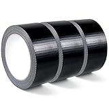 KUOGAS Panzertape Schwarz extra 3 Rollen 35m x 48mm,Insgesamt 105m,Wasserdichtes Reparaturband für innen & außen gewebeverstärktes Reparaturband,Rohrabdichtung im Außenbereich,Panzerband,Rohrschutz