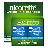NICORETTE Lutschtabletten mit 2 mg Nikotin – freshmint Geschmack – diskret mit dem Rauchen aufhören – für Raucher von bis zu 20 Zigaretten/Tag – 160 St.