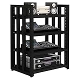 PZEOB Audio-Video-Regal, AV-Medienständer, Holzständer, Audio-Turm-Rack mit verstellbaren Regalböden, Stereo-Komponentenschrank, 4-stufig(Svart)