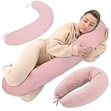 Totsy Baby Stillkissen XXL Musselin Seitenschläferkissen Schwangerschaftskissen Lagerungskissen - Baumwolle Pregnancy Pillow Erwachsene - 190 cm Puderrosa