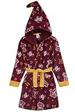 Harry Potter Bademantel Kinder, Fleece Morgenmantel Jungen, Hogwarts Bademantel Jungen und Mädchen 7-14 Jahre, Kuschelig Plüsch Kinderbademantel Junge (Bordeaux, 11-12 Jahre)