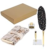 Retro Federkiel Schreibset, Kalligrafie Füllfederhalter mit Edelstahlfeder, Schwarz Gold - Elegantes Design, Strapazierfähiges Material, Ideal für Künstler und Schreibliebhaber (SP152001 schwarz