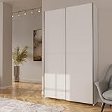 Forte Home Nook Mehrzweckschrank 120 40, moderner Schwebetürenschrank mit 2 Türen, Flur, Holzwerkstoff, Weiß, 120,1 cm breit x 210 cm hoch x 39,1 cm tief