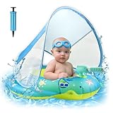 YYAQZD Baby Schwimmring Float UPF50+ Sonnenschutz Baldachin mit abnehmbarem Wasserpistole Schwimmreifen Baby verstellbare Schultergurte Schwimmtrainer aufblasbarer Schwimmen Float für 6-36 Monate