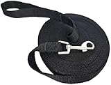 Lange Hundetrainingsleine, 15 m, schwarz, Nylon, Schleppleine mit Metallclip