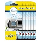 Febreze Auto Lufterfrischer Clip, 12 ml (6 × 2 ml), Reine Frische, Auto Duft bekämpft Gerüche bis zu 70 Tage