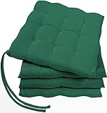 GREEN MARK Textilien Basic 4er-Set Sitzkissen Stuhlkissen für Außen oder Innen 40x40cm weich gefüllt, Dunkel grün