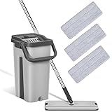 weiclianhp Putzeimer mit Wischmop, 2 IN 1 Wischmopp Set mit Eimer, Bodenwischer Set mit 122cm Edelstahlgriff und 3 Mikrofaser Moppkopf, Platzsparend, Abwassertrennung, für Alle Bodentypen
