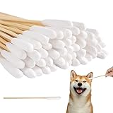 Vaktop Hunde Wattestäbchen, 50 Stück Haustiere Ohrreiniger Lang, Ohrreinigungsstäbchen Haustier mit Breiter Kopf - für Haustiere Hunde, Katzen (15cm)