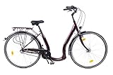 28 Zoll Alu Fahrrad City Bike Damen 3 Gang Nabenschaltung Tiefeinsteiger Weinrot