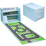 Edsnor Spielzeug Garage für Autos - 3 in1 Spielzeugautos Box, Auto Organizer und Spielteppich (Nicht enthalten Autos)
