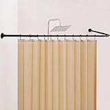 Crkmire L Form Duschvorhangstange, 61-134,6 cm x 61-134,6 cm, Verstellbare L-förmige Ecke Duschstange, Kein Durchhängen 90 Grad Gebogene Gardinenstange für Badezimmer mit 12
