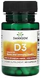 Swanson - Vitamin D-3 1000 IU | Unterstützung für Knochen und Immunsystem - 60 Kapseln