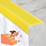 L-Form Treppenkantenschutz, Treppenkantenschutzstreifen, wasserdichter und rutschfester Treppenkantenprofil, Gummi-Treppenstufen für Ecken von Treppenstufen im Innen- und Außenbereich(Yellow,10.16m/40