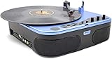 MRKU Vinyl Playerge, Vinyl-Bluetooth-Plattenspieler, 3-Gang-Plattenspieler mit 2 integrierten Stereolautsprechern, Ersatznadel, unterstützt RCA AUX-In-Grammophon