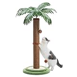 PAWZ Road Kokospalme Katzenkratzbaum, 85cm Höhe Katzenkratzer für Wohnungskatzen mit interaktiven Bällen Braun