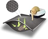 ASOBEAGE Katzenstreu-Matte: Wabenförmiges, doppellagiges Design - erleichtert das Auffangen von Katzenstreu und die Reinigung, wasserdicht, strapazierfähiges und leichtes EVA-Material (61*38cm, grau)
