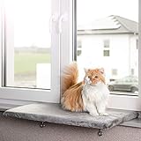 CanadianCat Company | Katzen Fensterliege groß Katzenbett Fensterbank - Snuggly Place - Large, hellgrau, Flauschiges Fensterbrett Katze waschbar, ca. 75 x 35 cm
