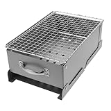 BESPORTBLE Tragbarer Grill Camping Grill Feuerstelle Grill Grillen beim Backpacking Grill zum Aufbewahren Grillzange Zubehör für Holzkohlegrills Camping-Ausrüstung Zink-Eisen-Legierung Silver