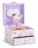 Jewelkeeper - Musikalische Schmuckschatulle mit sich drehendem Einhorn, glitzerndem Regenbogen und Sternendesign mit ausziehbarer Schublade - dem Wunderschöner Träumer Song